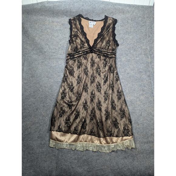 Papillon Dresses & Skirts - Y2K Dainty Lace Black Cream Sz M Whimsy Goth Fairy Mini Dress
